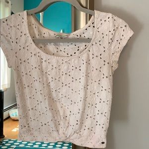 American Eagle White Eyelet Top